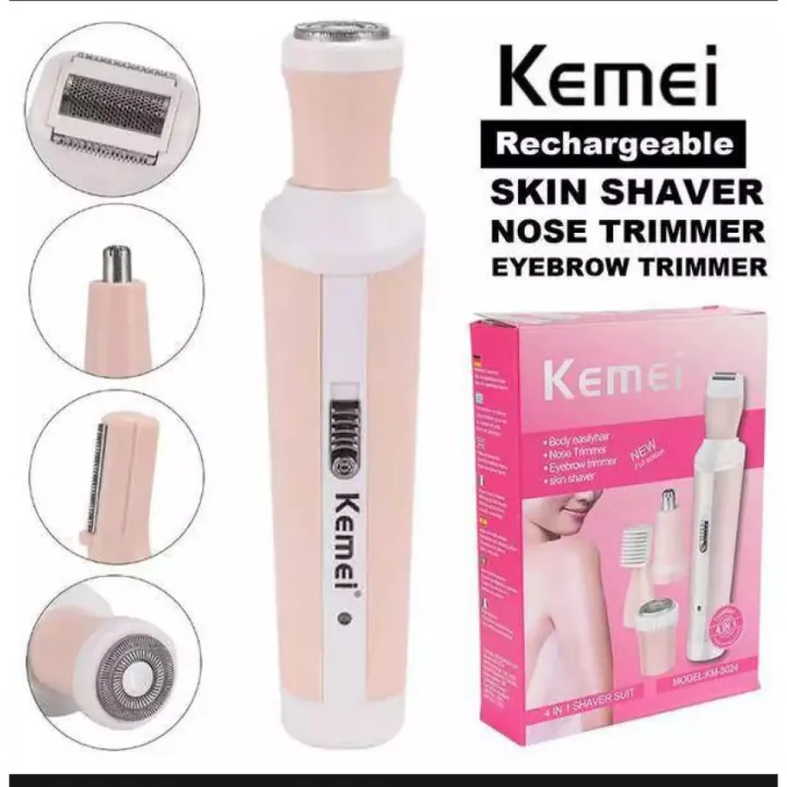 Kemei%20Km-3024%20Multifunctional%204%20In%201%20Rechargeable%20Woman%20Body%20Shaver%20Eyebrow%20Nose%20Trimmer%20Set%20-%20Image%203