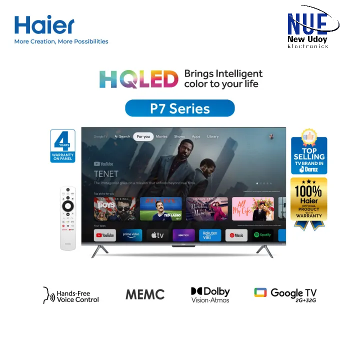 Official Haier H55P7UX 55” HQLED Dolby Atmos Google TV     Free Delivery   0% EMI Available, Official Warranty by Haier
