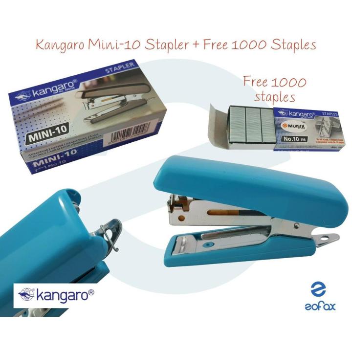 Kangaro Stapler Machine With 1000 Pcs Stapler pin Free (Indian, Mini-10)
