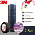 2 PCS 10M Black Electrical Tape PVC Wear-resistant Flame Retardant Lead-Free Household Electrical 3M Insulating Waterproof Tape.