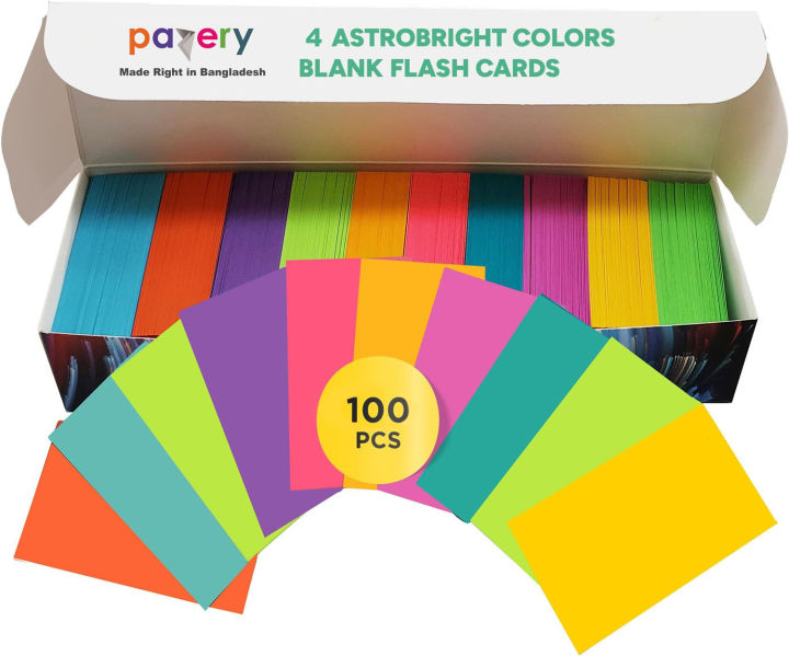 100pcs Flash Cards/ Index Cards (2x3 inch), Multicolor Study Card ...