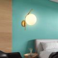 Adjustable Wall Lamp Glass Ball Metal with Bulb for Loft Warm White. 