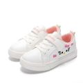 Girl's Shoes Fashion Small White Shoe Summer Lightweight Lace-up Cute Cat Pattern Skateboarding Sports Shoes Casual Kid Sneakers. 
