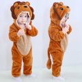 Baby Kigurumi Monkey Unicorn Cow Lion Animal Cosplay Costume Winter Plush Jumpsuit 1 to 4 Years Kids Girls Onesies Outfit Boys.