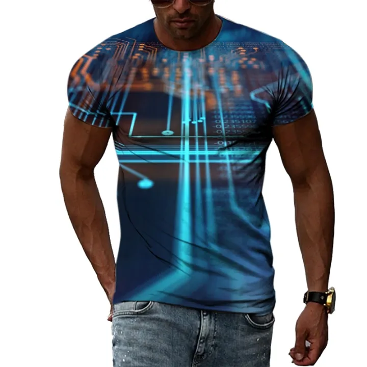 O-neck%20Casual%20Top%203D%20Printing%20Electronic%20C%20Men's%20T-shirt%20Summer%20Creative%20Breathable%20Fitness%20Street%20Oversized%20T-shirt%20-%20Image%203