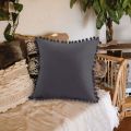 Decorative Throw Pillow Covers For Couch Bed Soft Particles Velvet Solid Cushion Covers With Pom Poms. 
