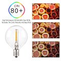 25PCS G40 1W LED String Lights Replacement Bulb E12 220V Warm White 2700K Glass LED Light Bulbs 360 Grad Beam Angle Non-Dimmable--Warm white 2700K--E12 220V-240V. 