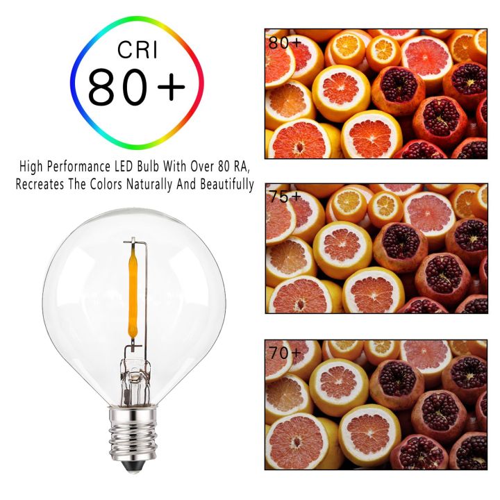 25PCS%20G40%201W%20LED%20String%20Lights%20Replacement%20Bulb%20E12%20220V%20Warm%20White%202700K%20Glass%20LED%20Light%20Bulbs%20360%20Grad%20Beam%20Angle%20Non-Dimmable--Warm%20white%202700K--E12%20220V-240V%20-%20Image%204