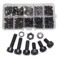 300 Pcs Nuts Bolts Set Hex Bolts Nut and Washer Assortment Screws Bolts M3 Tool Kit with Plastic Box (Black) - Black.