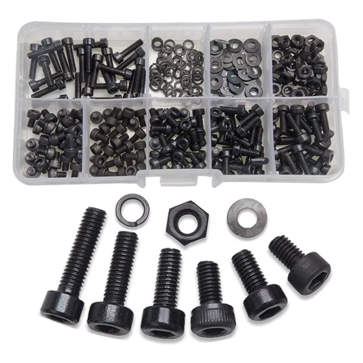 300%20Pcs%20Nuts%20Bolts%20Set%20Hex%20Bolts%20Nut%20and%20Washer%20Assortment%20Screws%20Bolts%20M3%20Tool%20Kit%20with%20Plastic%20Box%20(Black)%20-%20Black%20-%20Image%202
