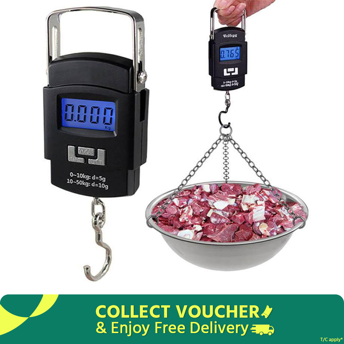 Digital Hanging Weight Scale, Portable Hanging Electronic Hook Scale-Black - Weight Machine Digital