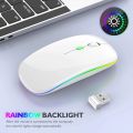 LANUZOON Wireless Bluetooth Mouse Rechargeable Ergonomic Silent Optical Mice RGB Backlight 2.4G 1600DPI For iPad MAC Laptop PC. 