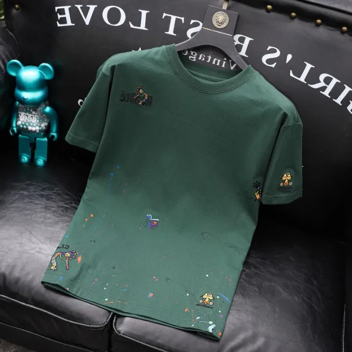 Top%20Embroidery%20Man%20Tee%20Shirts%20Katoen%20T%20Shirt%20for%20Men%20Heather%20Print%20Green%20Watercolor%20Korean%20Clothing%20Funny%20Stylish%20Xl%20Cool%20Kpop%20S%20-%20Image%205