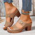 2024 Women Summer New Simple Solid Color Square Root Anti-Slip Sandals Daily Casual Vacation Beach Flip Flop Zapatos De Mujer. 