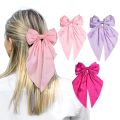Hair Bows for Girls Ribbons Pink/Black/White Bow Girls Ribbon Hair Accessories for Woman Simple Solid Satin Spring Clip Hair Pin.
