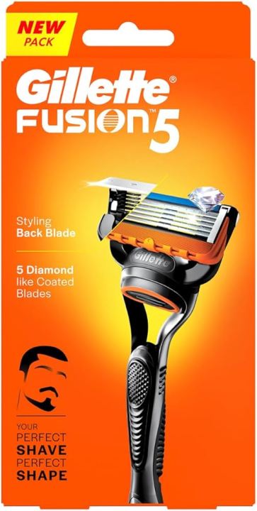 Gillette Fusion 5 Razor with Styling Black Blade & 5 Diamond Like Coated Blades