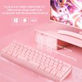 61 Keys RGB Backlit 2.4G Bluetooth-compatible Dual Mode Wireless Keyboard Gaming Computer Keyboard for Gamer PC Laptop Pink. 