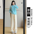 Chenille Narrow Wide-Leg Pants Women's Trousers Autumn and Winter Small Straight High Waist Casual Knitted Corduroy Pants.