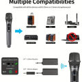 Wireless Handheld Microphone,Metal Dual UHF Cordless Dynamic Mic System With 1800MAh Rechargeable Receiver For Karaoke,Party, Wedding. 