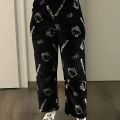 Halloween Sanrio Hello Kitty Pajama Pants Anime Fleece Double Elastic Fabric Soft Trousers Women Trousers Kawaii Birthday Gift. 