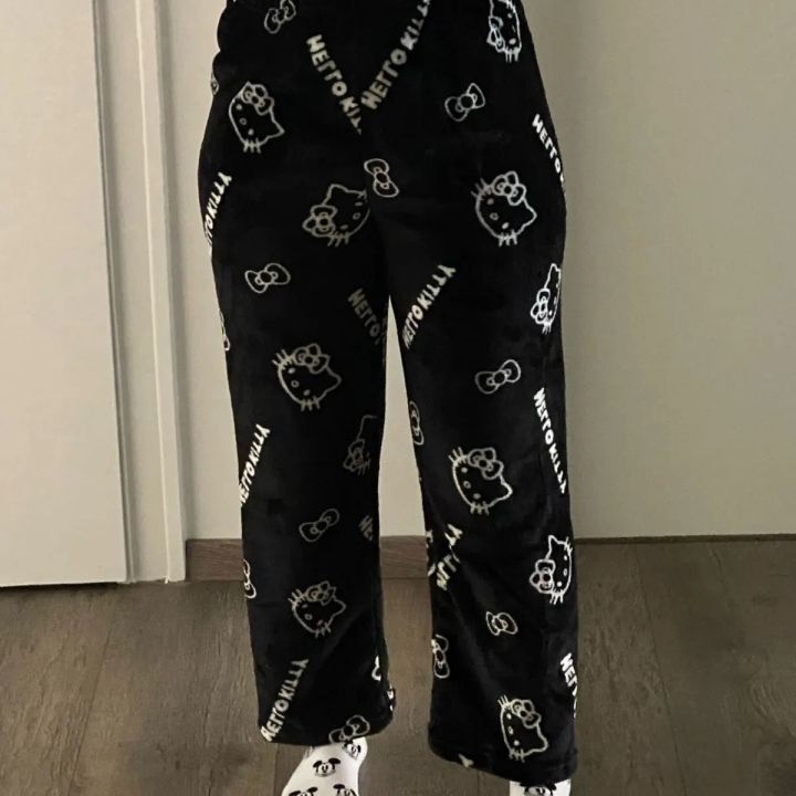 Halloween%20Sanrio%20Hello%20Kitty%20Pajama%20Pants%20Anime%20Fleece%20Double%20Elastic%20Fabric%20Soft%20Trousers%20Women%20Trousers%20Kawaii%20Birthday%20Gift%20-%20Image%204