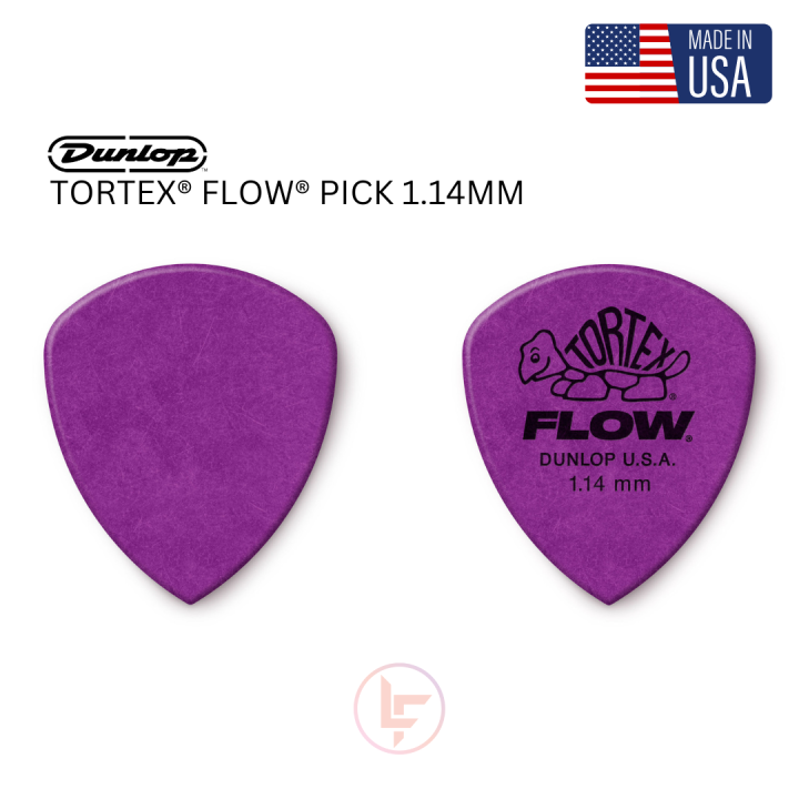 Dunlop Tortex Flow Guitar Picks - 1.14mm Purple Guitar Picks Made in USA