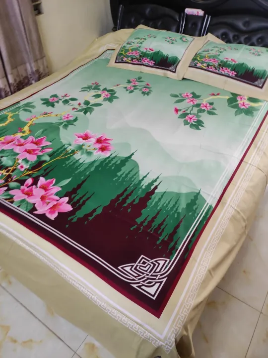 Digital home tax king size 3D panel Bed sheet /  bedshets