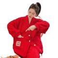 New Melody Autumn/Winter Peach Set Long Plush Couple Home Fur Yellow Bear Pajamas.