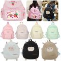 Kawaii Kids School Bag Cute Strawberry Embroidery Student Mochila Dots Multi-Pocket Nylon Fashion College for Teenager Girl. 