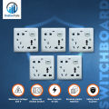 Bundle of 5 Pieces 5 Pin Multi Function Universal Wall Gang Socket - Gang Universal Socket. 