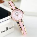 Elegant Quartz Business Watch for Women with Rose Gold Case and White  Strap. 