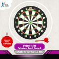 12 Inch Double-Sided Wooden Dart Board (30CM) with 4 Steel Tip Darts – Solid Wood Indoor Game for Home & Office. 
