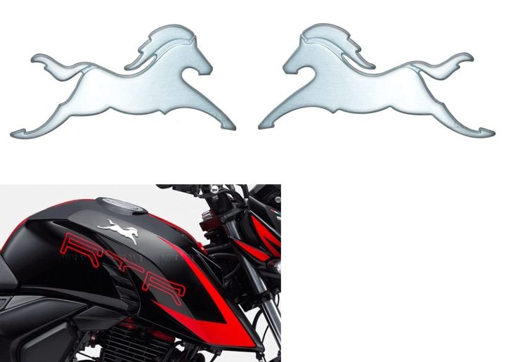 2PS TVS Apache RTR 4V Horse Side Badge Logo/Decal Model Emblem 3D Adhesive Both Side of Petrol Tank Monogram Sticker for Bikes