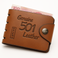 Men's Leather Wallet with Button and Accordion Design.