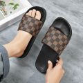 Quality And Durability-Stylish Black And Chocolate Color CHESS Slide Slipper Sandal For Men S30.