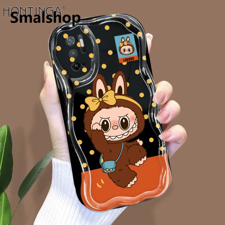 Smalshop%20Hontinga%20for%20Redmi%20Note%2010%205G%20Xiaomi%20Poco%20M3%20Pro%204G%20Back%20Cover%20Cute%20Labubu%20Phone%20Case%20Cream%20Texture%20Wavy%20Edge%20Soft%20Mobile%20Cover%20-%20Image%202