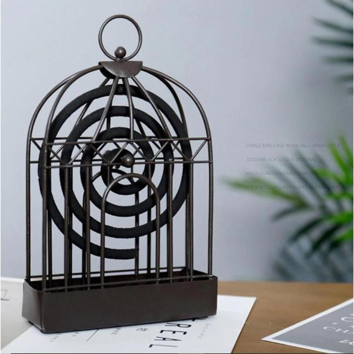 Birdcage Shape Iron Mosquito Coil Holder Stand Mosquito Repellent Incense Burner Holder Hanger