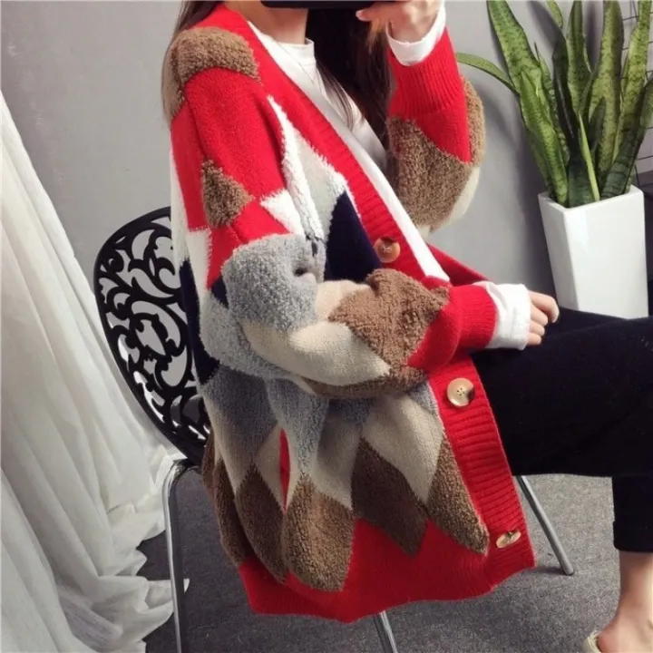 Slouchy%20Style%20Sweater%20Women's%20Cardigan%20Loose%20Autumn%20and%20Winter%20Korean%202023%20New%20Style%20Outerwear%20Knitted%20Jacket%20Medium%20Length%20-%20Image%204