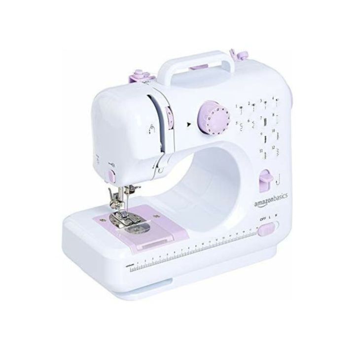 CGSM-505 Mini Sewing Machine 12 Stitch Multifunctional Portable Sewing Machine with Foot Pedal LED Light Dual Power Adapter & Battery for Home Tailoring DIY Craft