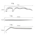 4pcs Portable Stainless Steel Toothpick Dental Floss Oral Care Teeth Cleaning For Outdoor. 