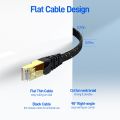 AMPCOM CAT7 Ethernet Cable (10G 600MHz), Shielded Flat RJ45 Network Patch Cord, 50u Gold Plated Lead, Polyester Braided. 