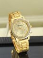 Luxury Women's Watch Set: 5pcs Fashion Alloy Strap Quartz Wristwatch with Rhinestone Bracelet for Ladies and Girls.