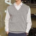 Sweater Vest Men Sleeveless Loose Warm Solid Color V-neck Pullover Waistcoat. 