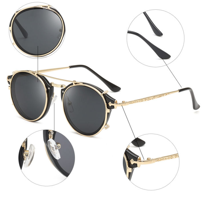 Dual-Use%20Set%20of%20Glasses%20Sunglasses%20for%20Women%20New%20without%20Degrees%20Plain%20Coat%20Metal%20Sunglasses%20European%20and%20American%20Foreign%20Trade%20Sun%20Glasses%20-%20Image%204
