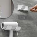 Hair Dryer Holder Wall Mounted Hair Straightener Dryer Hair Stand Bathroom Organizer Shelves Self Adhesive Plastic Storage Rack.