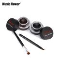 Music Flower 4In1 2-color Black + Brown Gel Eyeliner Makeup Waterproof Eye Liner Kit Eye Makeup Tool With Brush 24H Long Lasting Eyeliner Gel - Kajol. 
