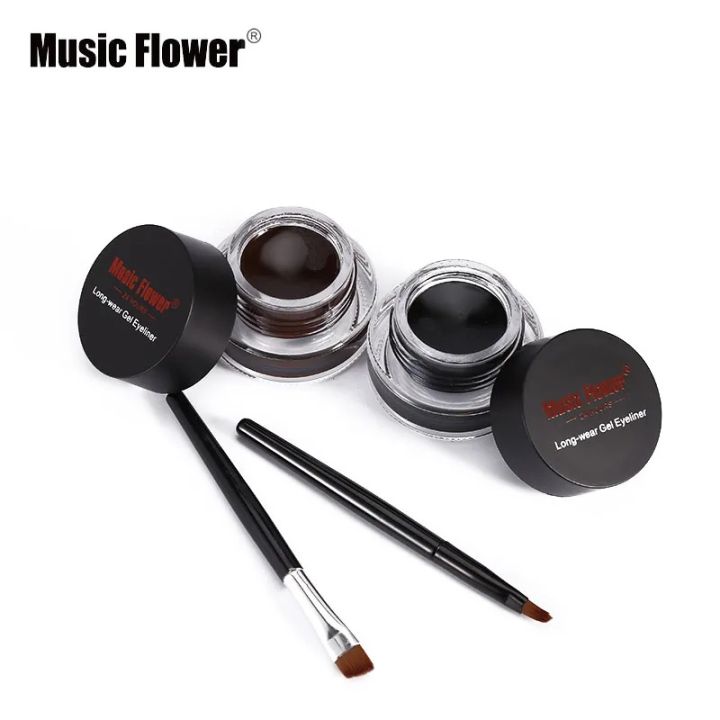 Music%20Flower%204In1%202-color%20Black%20+%20Brown%20Gel%20Eyeliner%20Makeup%20Waterproof%20Eye%20Liner%20Kit%20Eye%20Makeup%20Tool%20With%20Brush%2024H%20Long%20Lasting%20Eyeliner%20Gel%20-%20Kajol%20-%20Image%206