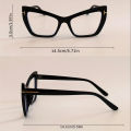 Cat Eye T-shaped Glass Metal Hinged Bud Fashion Elegant Versatile Clear Lens Computer Spectacles. 