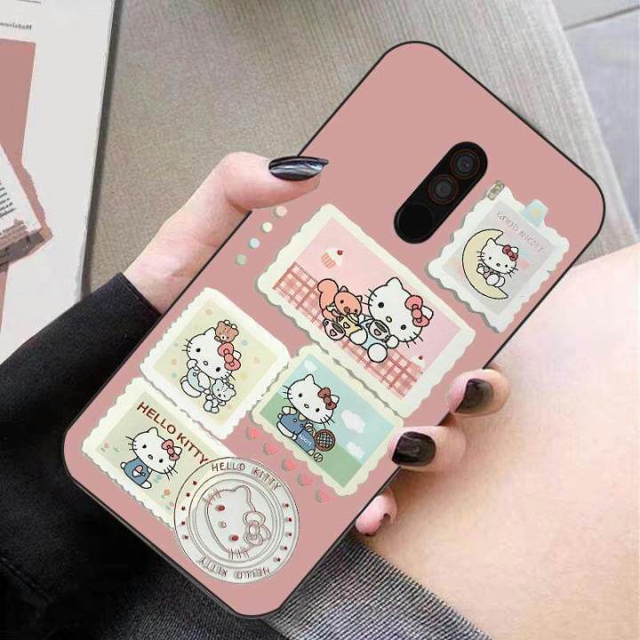 For POCO phone F1 Back Cover Case Fashion kitty stamp design Soft Silicone Shockproof Camera Lens Protector Phone Cases
