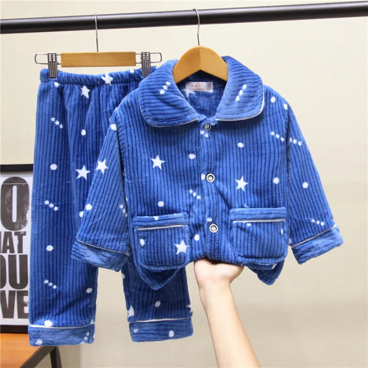 Autumn%20Winter%20Children's%20Coral%20Velvet%20Pajamas%20Boys%20Boys%20Thickened%20Winter%20Flannel%20Baby%20Girls%20Loungewear%20Set%20-%20Image%203